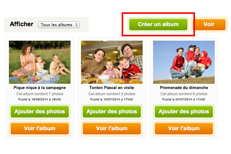 Pour créer un album photo privé, c'est très simple avec reseausocialfamille.com