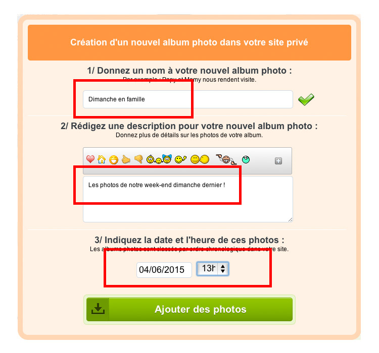 Créer un album photo privé en 3 étapes sur reseausocialfamille.com