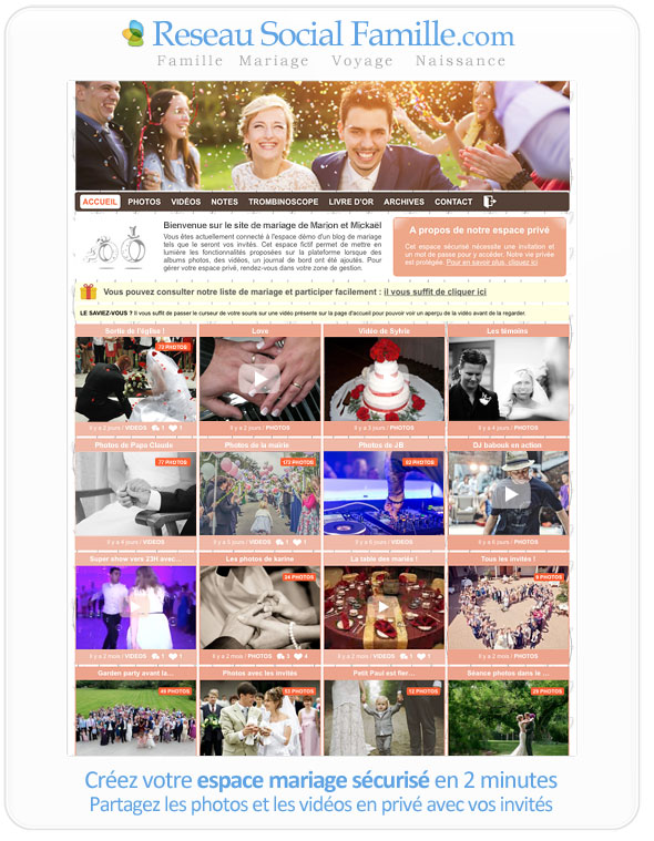 Créez votre espace mariage privé en quelques minutes sur Reseausocialfamille.com