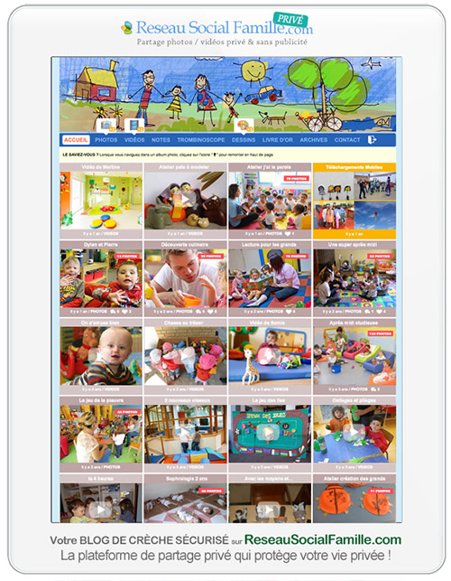 Créer un blog en crèche : Les familles peuvent aller visionner les galeries de photos, lire les vidéos ou télécharger les documents que vous avez mis en ligne dans l'espace privé.