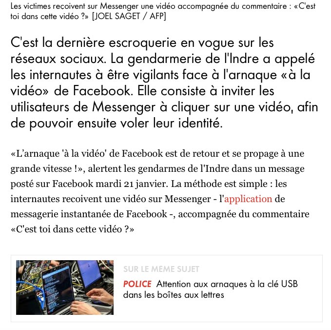 Les arnaques sur Facebook sont fréquentes...mieux vaut éviter que vous en soyez la victime...